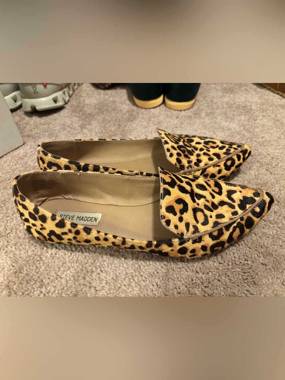 Steve Madden Leopard-Print Pointed-Toe Flats - Tan/Black